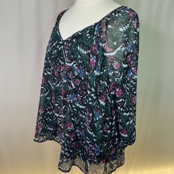 Lane Bryant Plus Size 22 24 3X Top Multi Shiny Shimmery Gold Fall Blouse - Picture 4 of 12